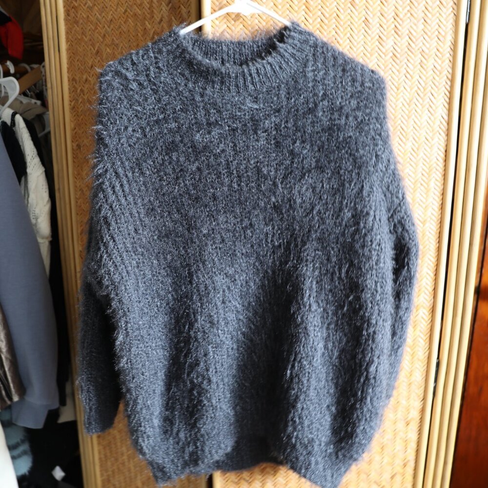 Forever 21 - GORGEOUS Button Down Fuzzy Eyelash Cardigan - Gray - M